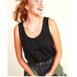 Old Navy Women's Slub-Knit Button-Front Tank Top; Black; Size: S